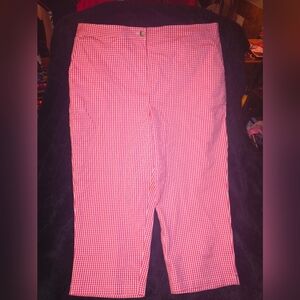 Talbots Silk Cotton Blend Gingham Cuffed Cropped Picnic Pants